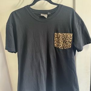 Cheetah Print pocket Black tee